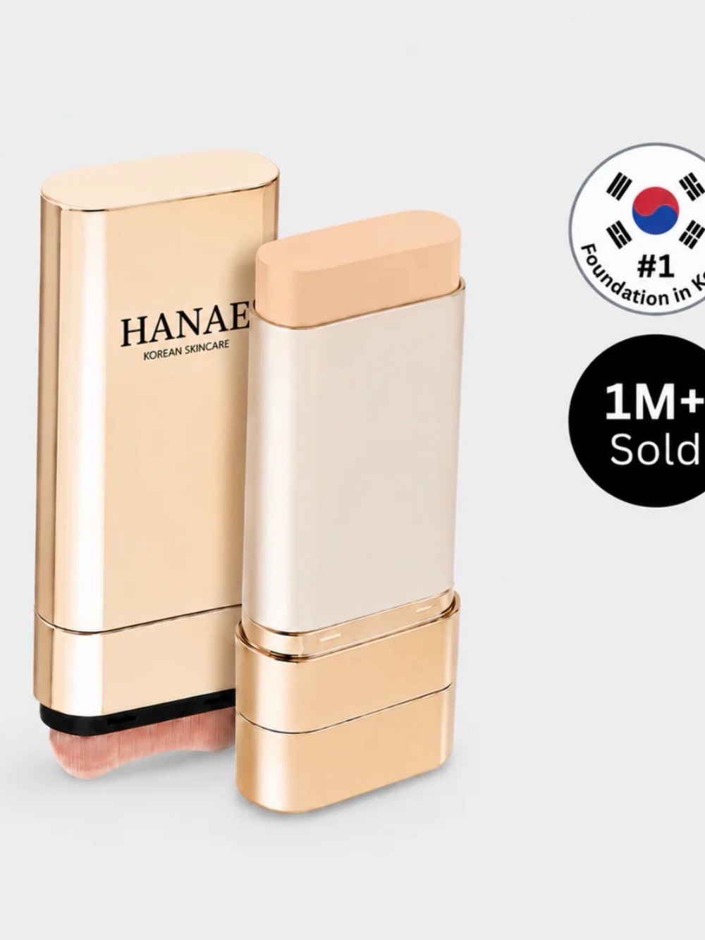 Korean Skincare Natural Beige Stick Foundation with Built-In Brush
